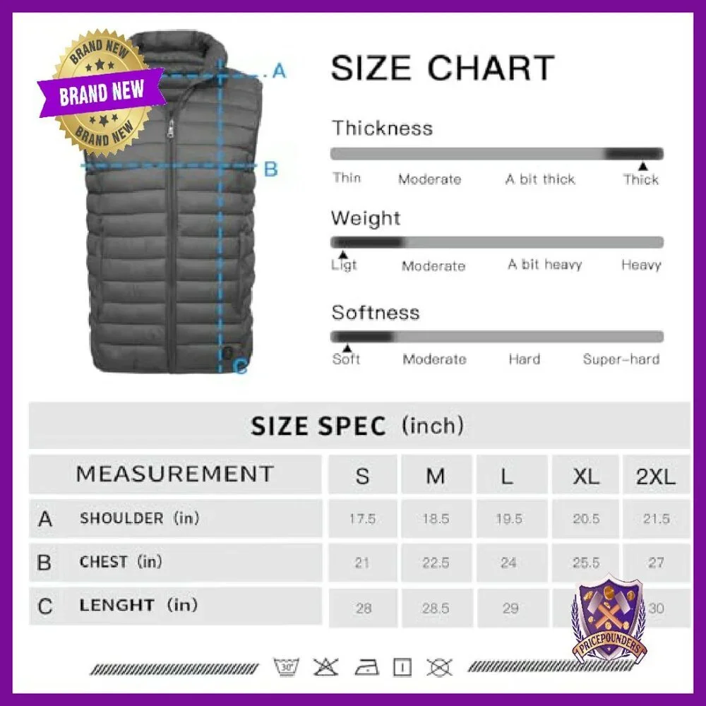 Men's Lightweight Puffer Vest Water-Resistant Windproof Outdoor Winter